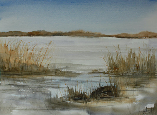 Watercolour, original painting 21x27 cm. 'Winter on the islands'