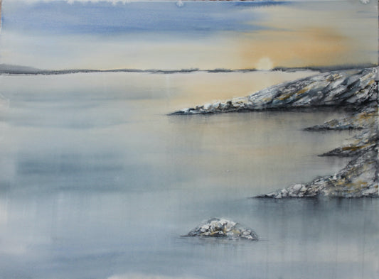 Watercolour, original painting. 57x76 cm. 'summer night in the archipelago'